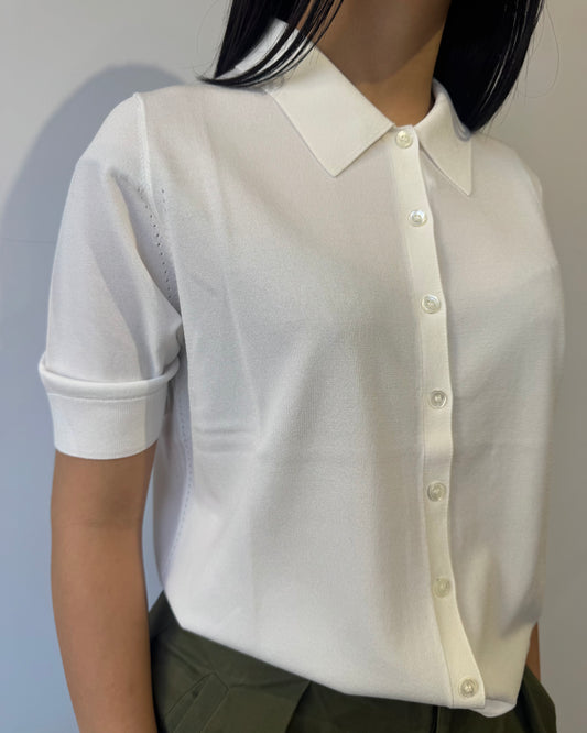 Polo bottoni viscosa bianca