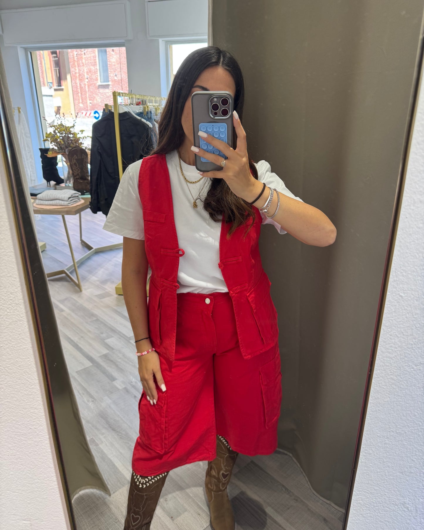 Bermudone cargo rosso