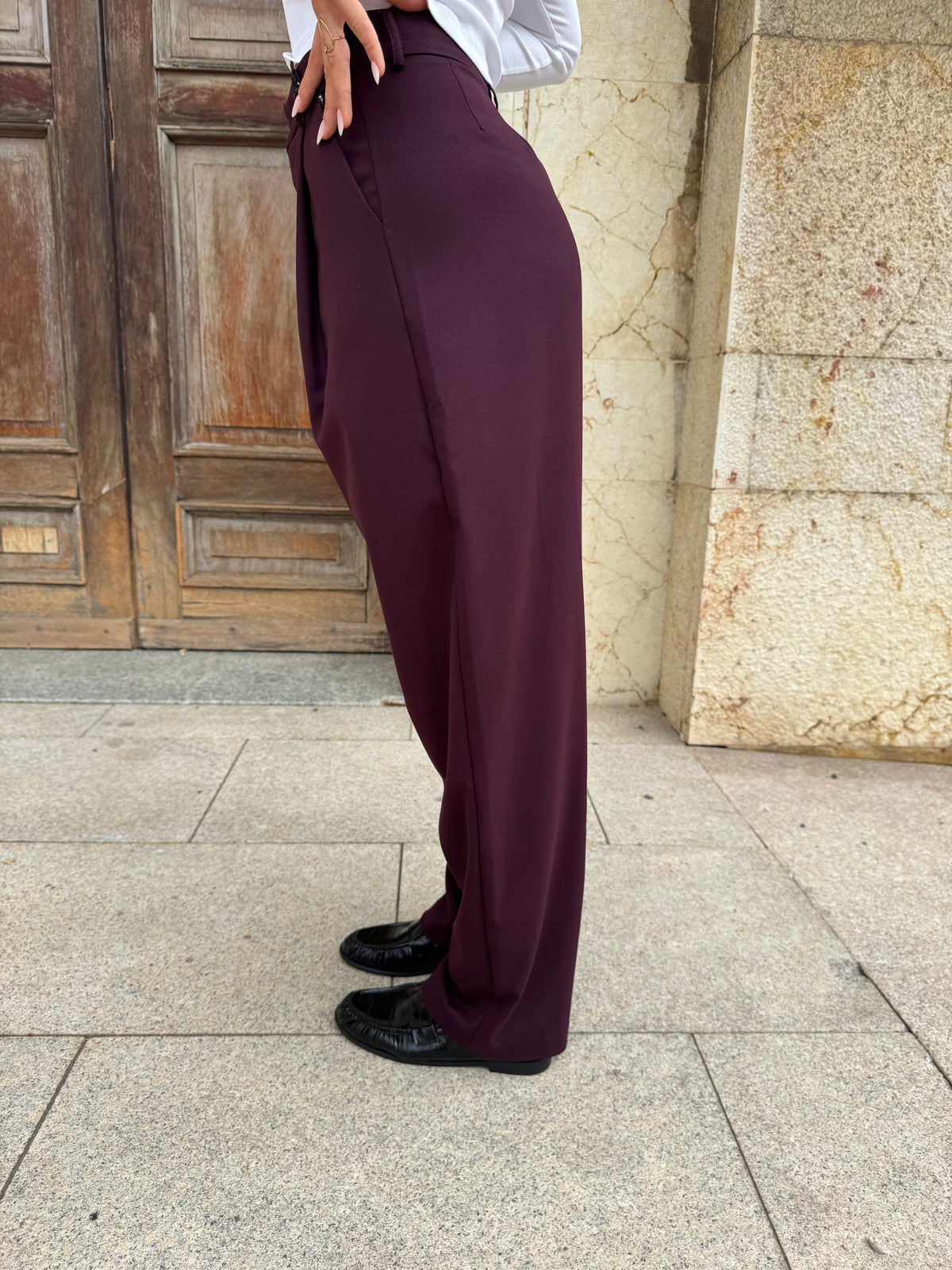 PANTALONI ELEGANT BORDEAUX