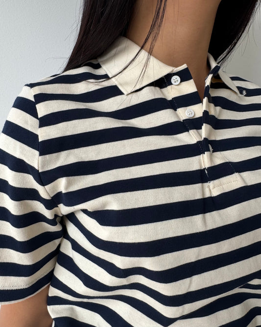 Polo cotone rigata blu