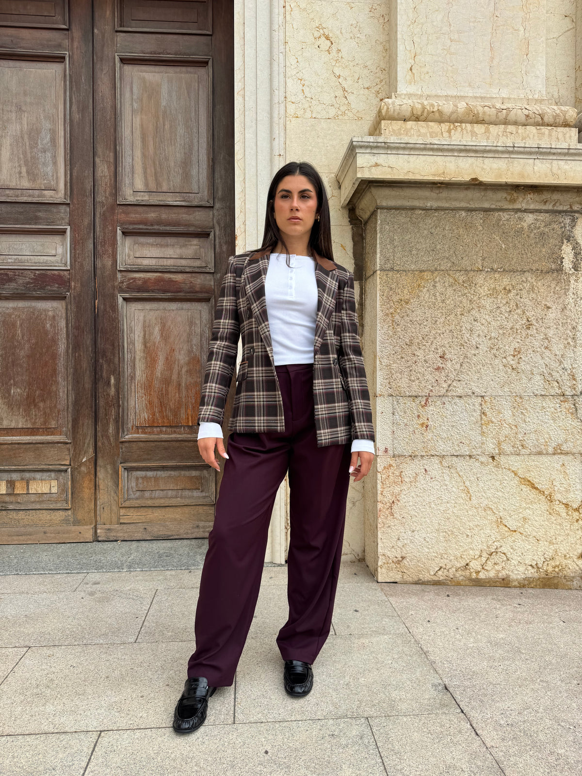 BLAZER CHEK CON COLLETTO IN SWEDE