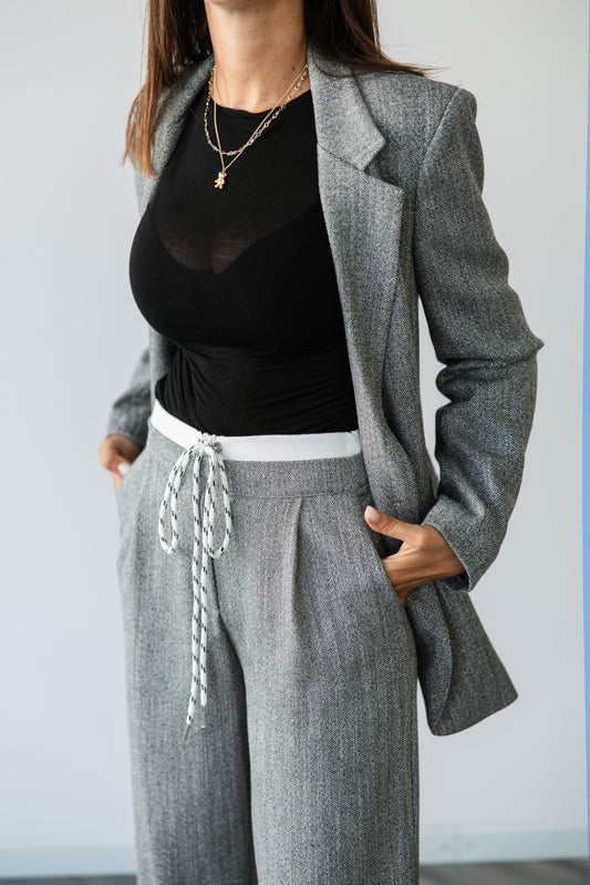 Blazer Spigato Grigio