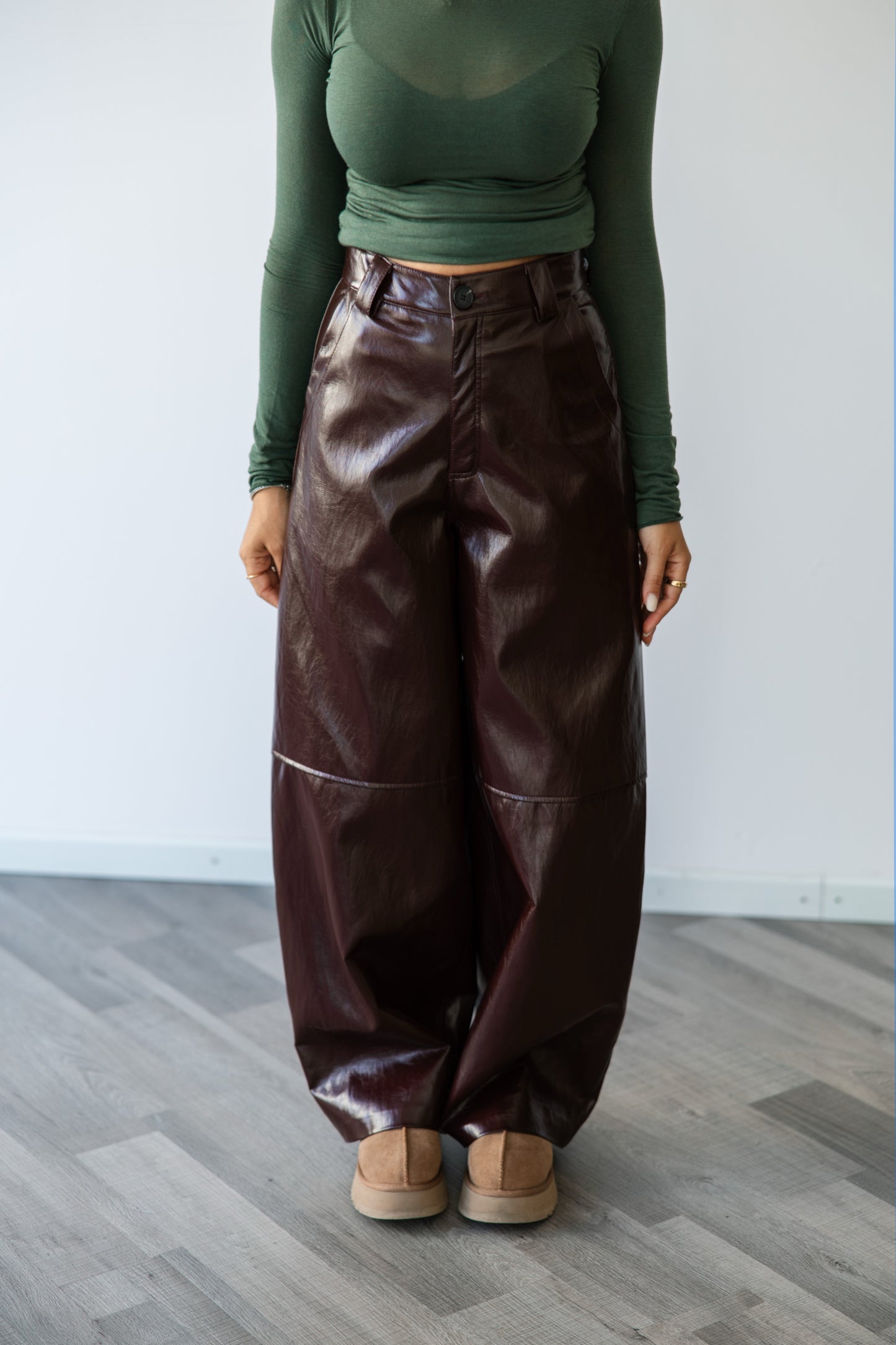 Pantalone Ecopelle Baloon bordeaux