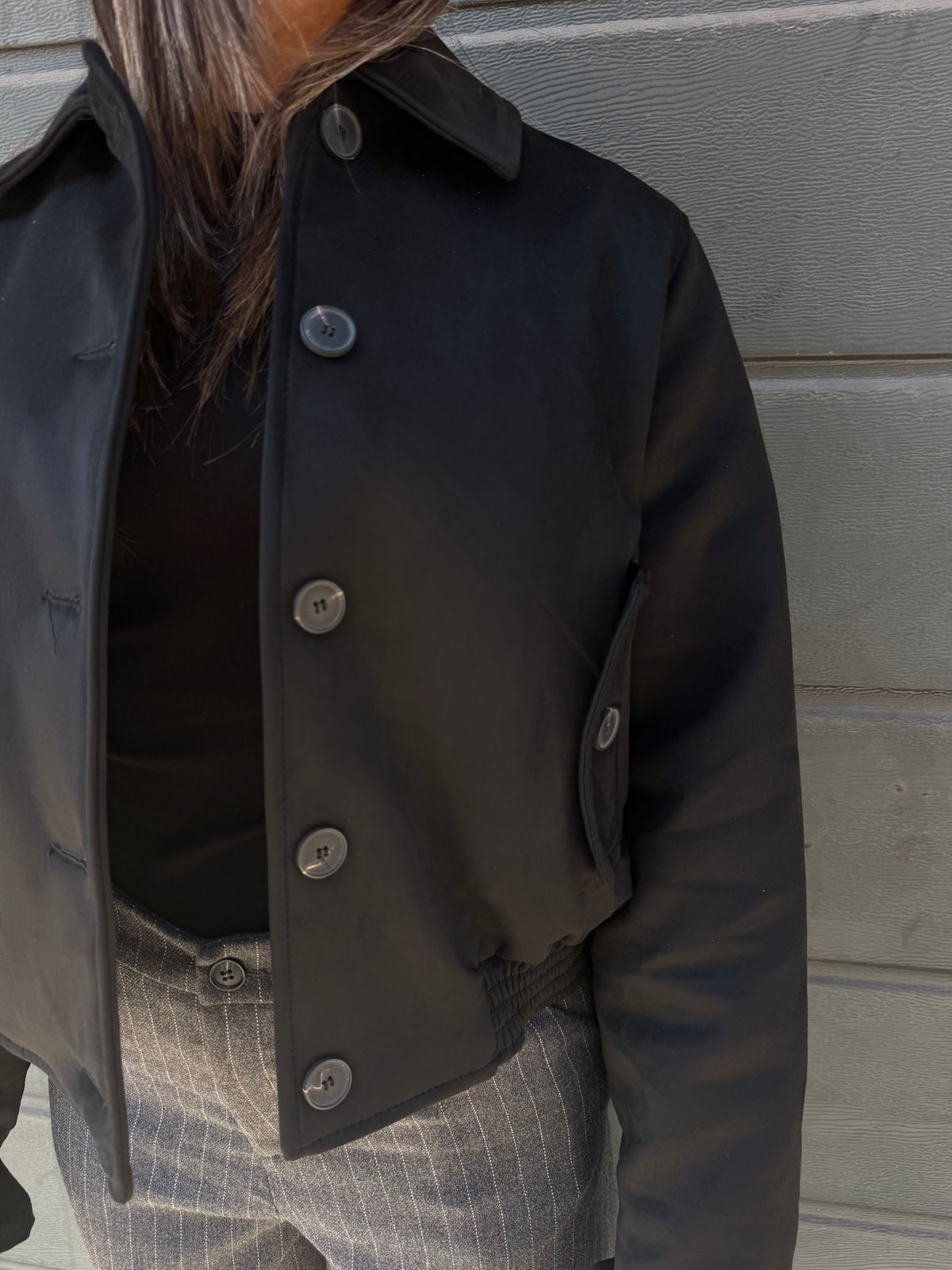 BOMBER ECO CAMOSCIO JACK IMBOTTITO NERO