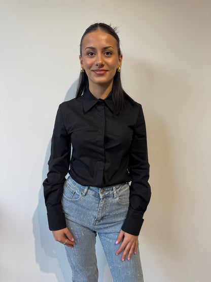 Camicia slim cotone nera