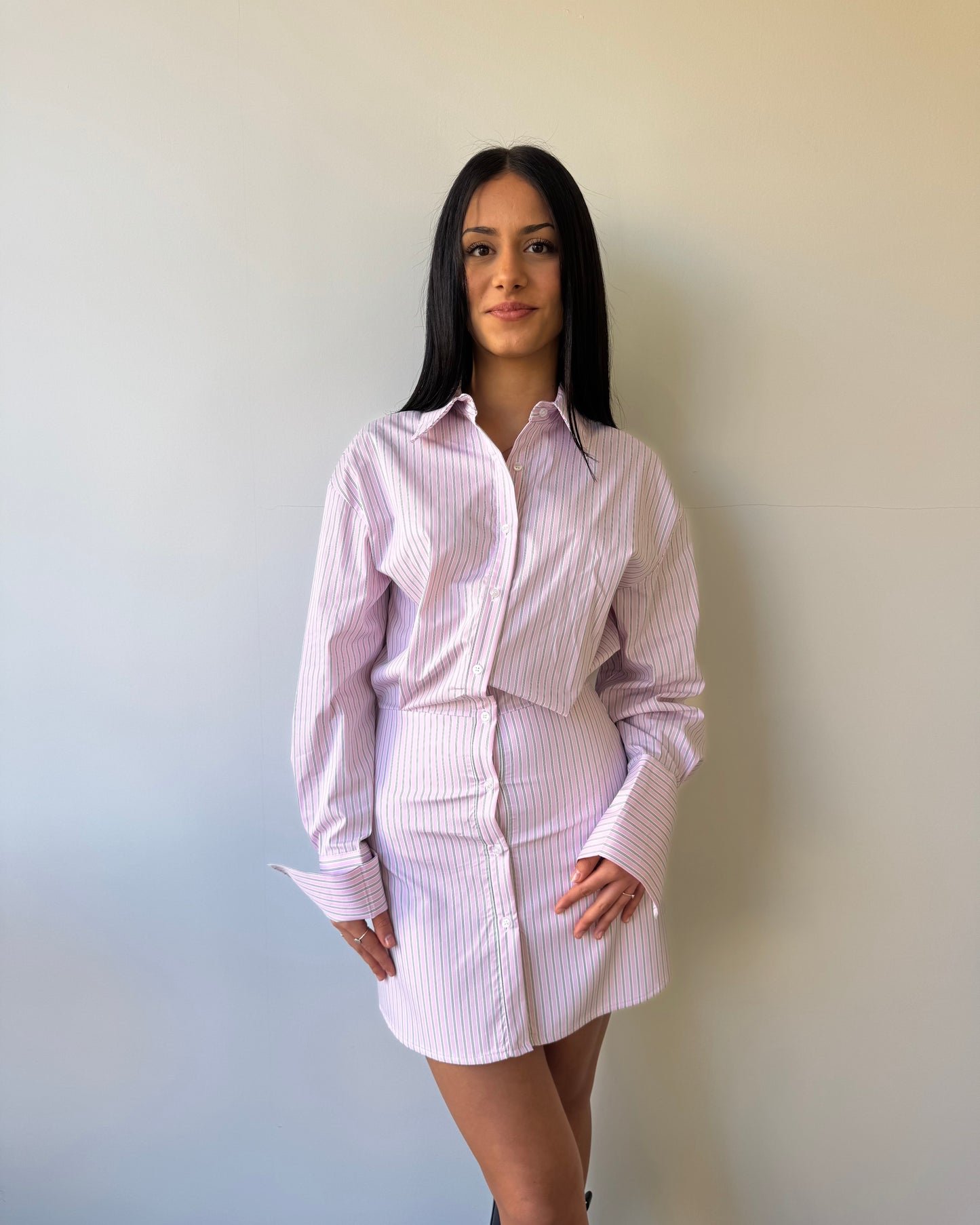 Abito camicia cotone rosa