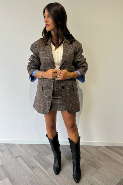 Blazer Quadri Over Marrone