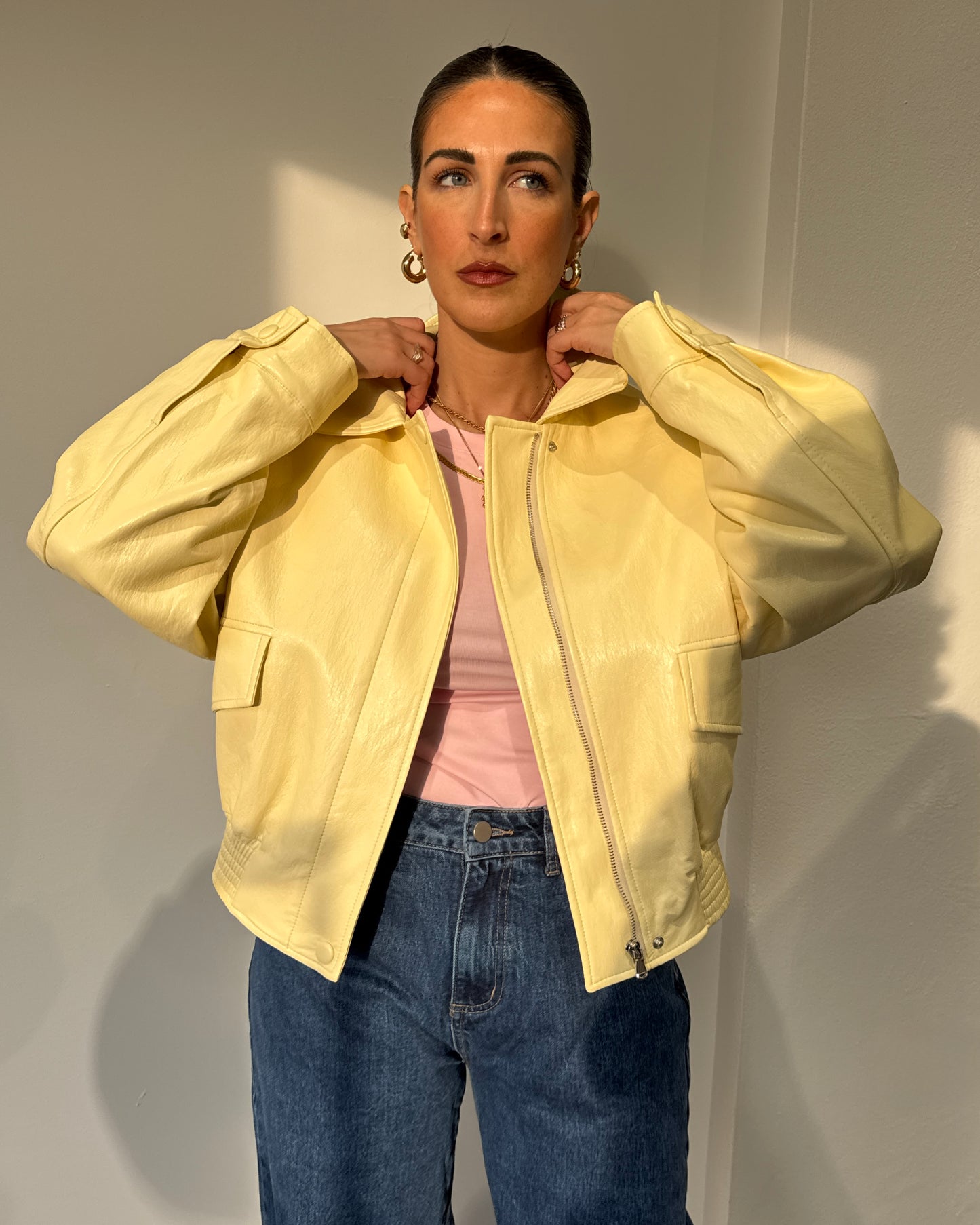 Bomber ecopelle giallo