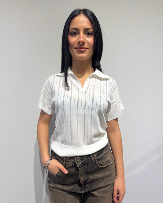 Polo viscosa bianca