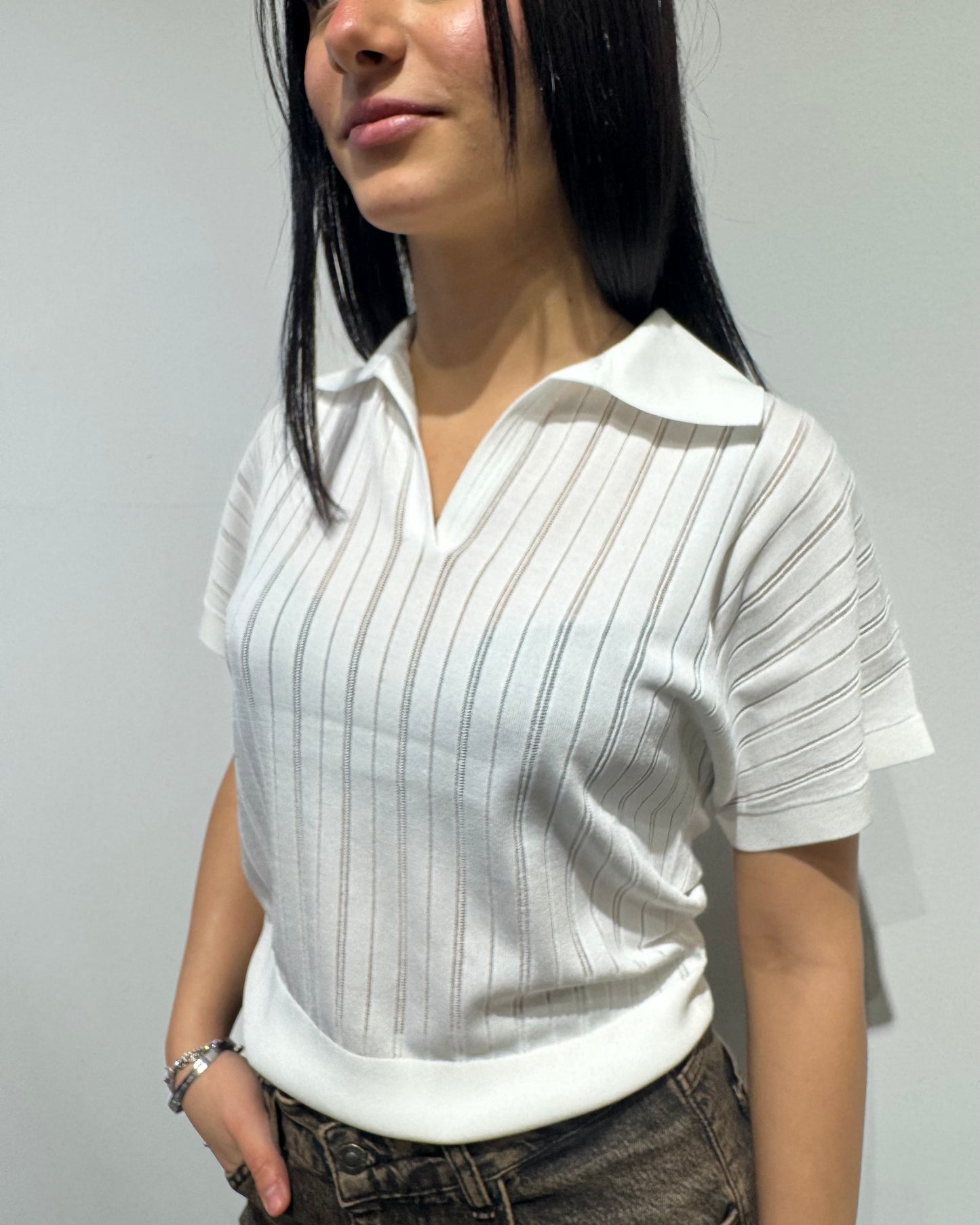 Polo viscosa bianca