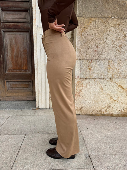 PANTALONI DAINO BEIGE IN SWEDE