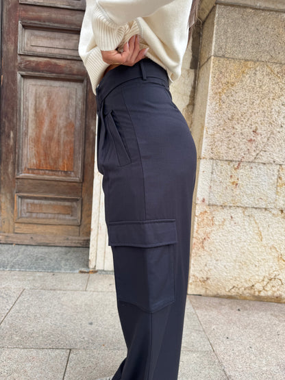 PANTALONI ELEGANT CARGO BLU