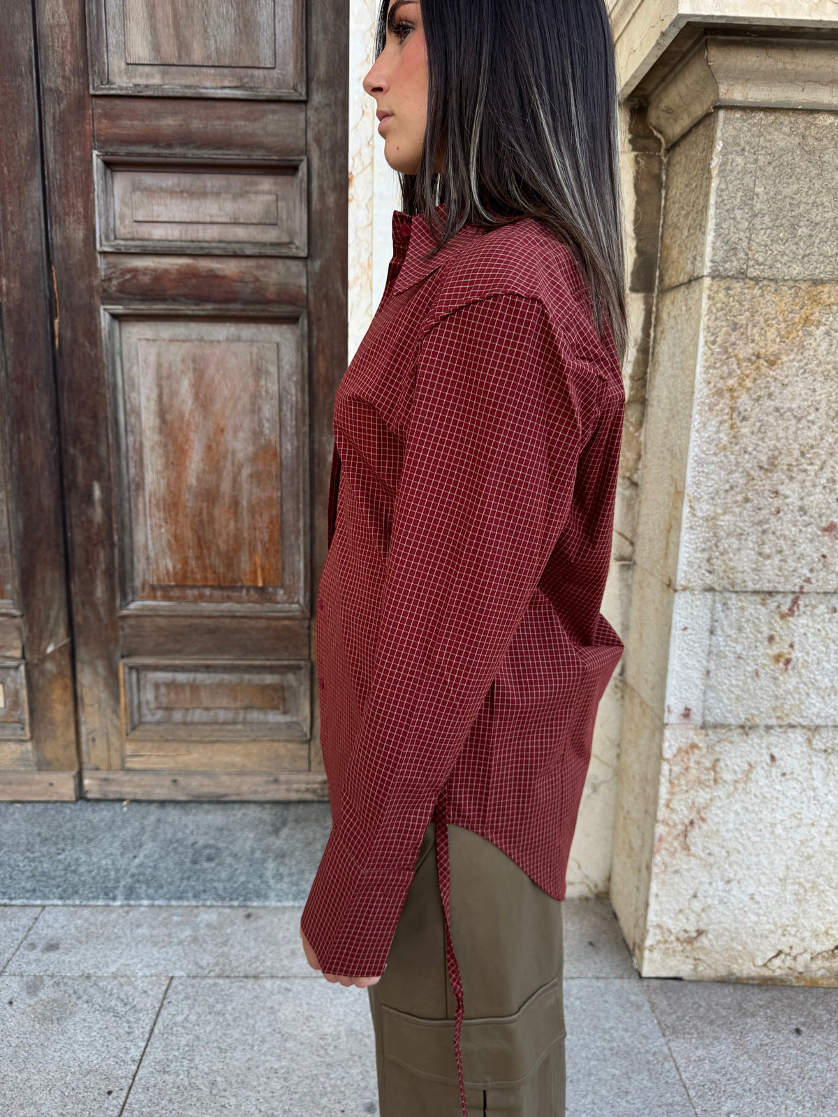 CAMICIA A QUADRI ROSSO SCURO
