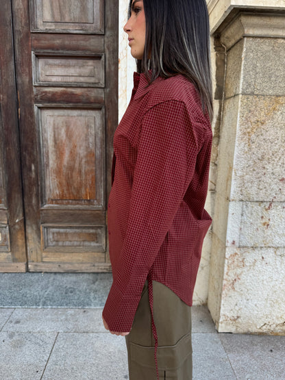 CAMICIA A QUADRI ROSSO SCURO