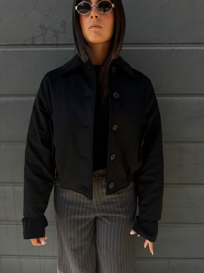 BOMBER ECO CAMOSCIO JACK IMBOTTITO NERO