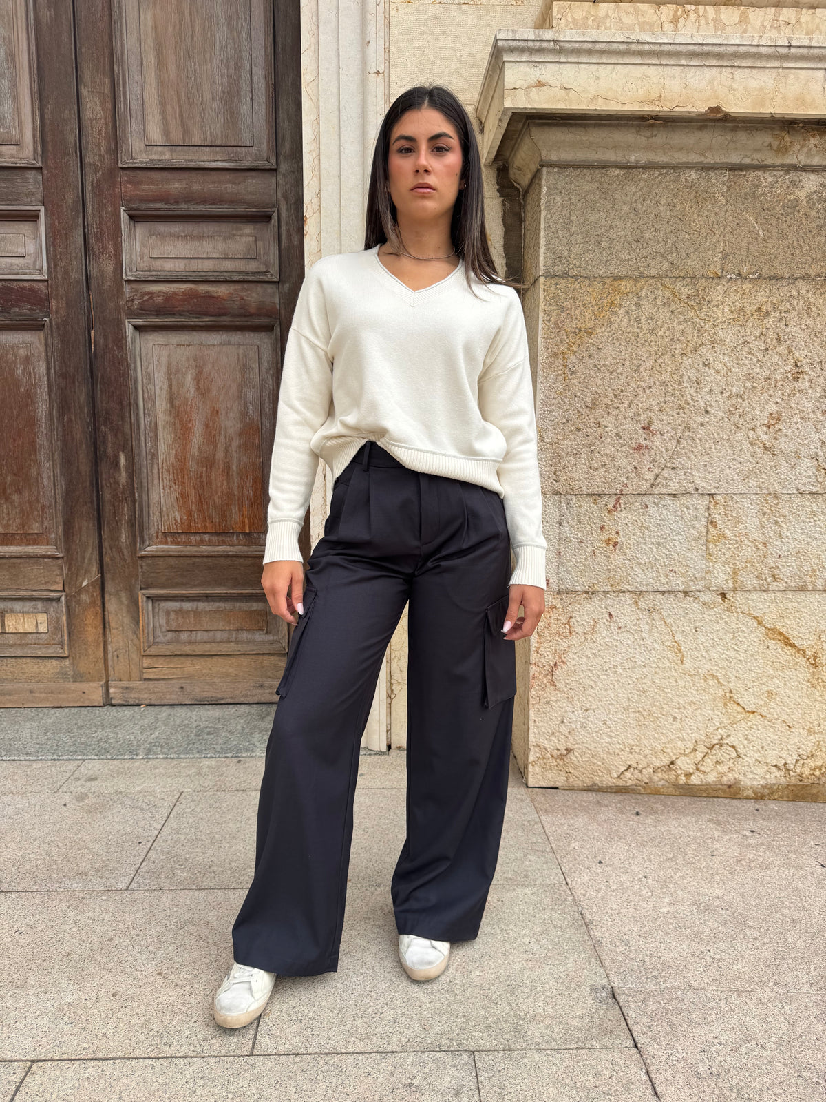 PANTALONI ELEGANT CARGO BLU