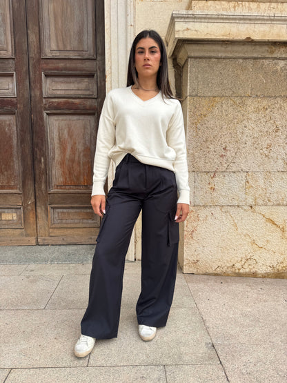 PANTALONI ELEGANT CARGO BLU