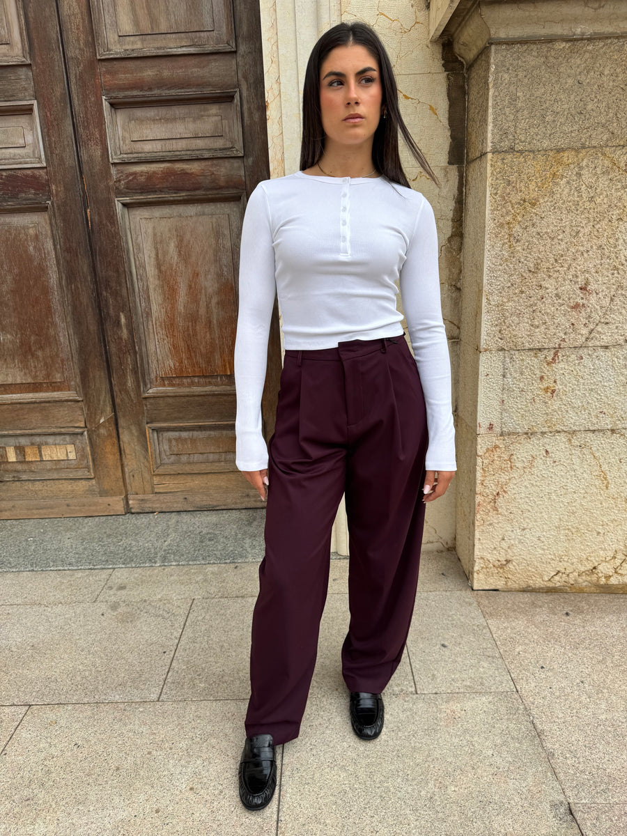 PANTALONI ELEGANT BORDEAUX