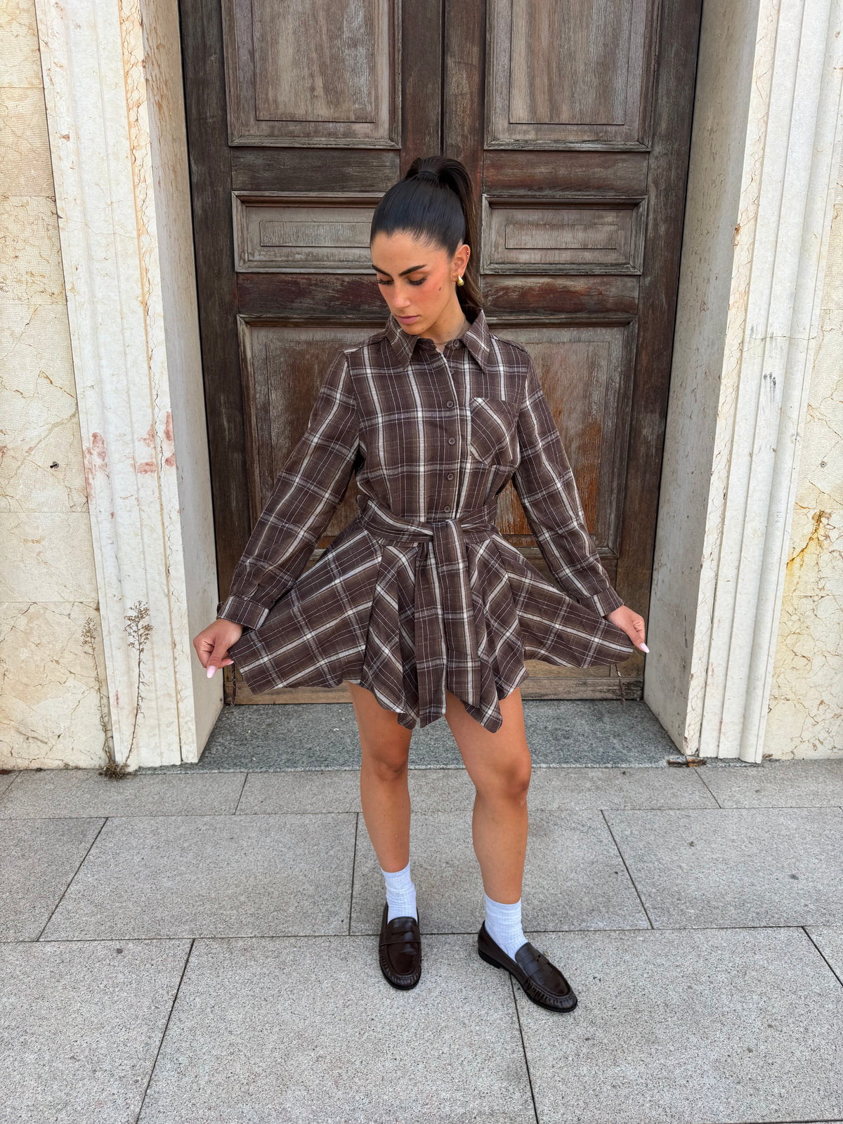 ABITO TARTAN BLAIR MARRONE