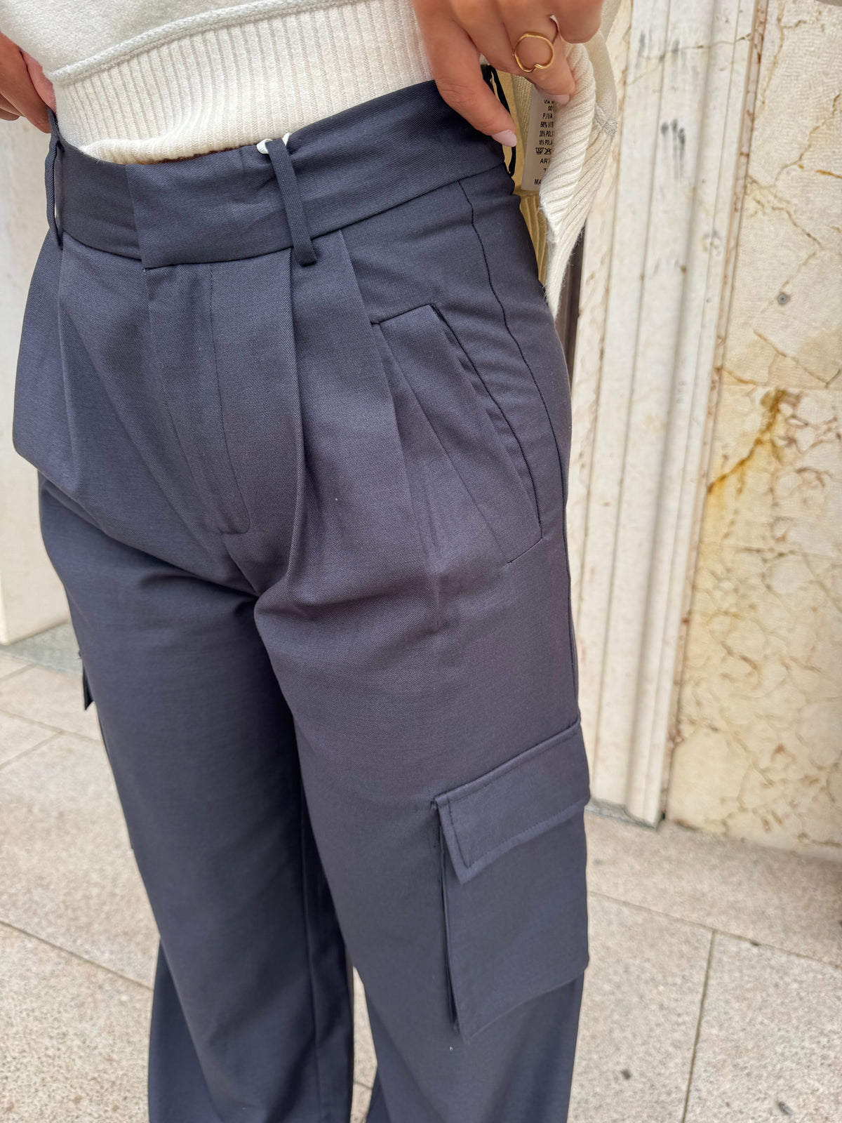 PANTALONI ELEGANT CARGO BLU