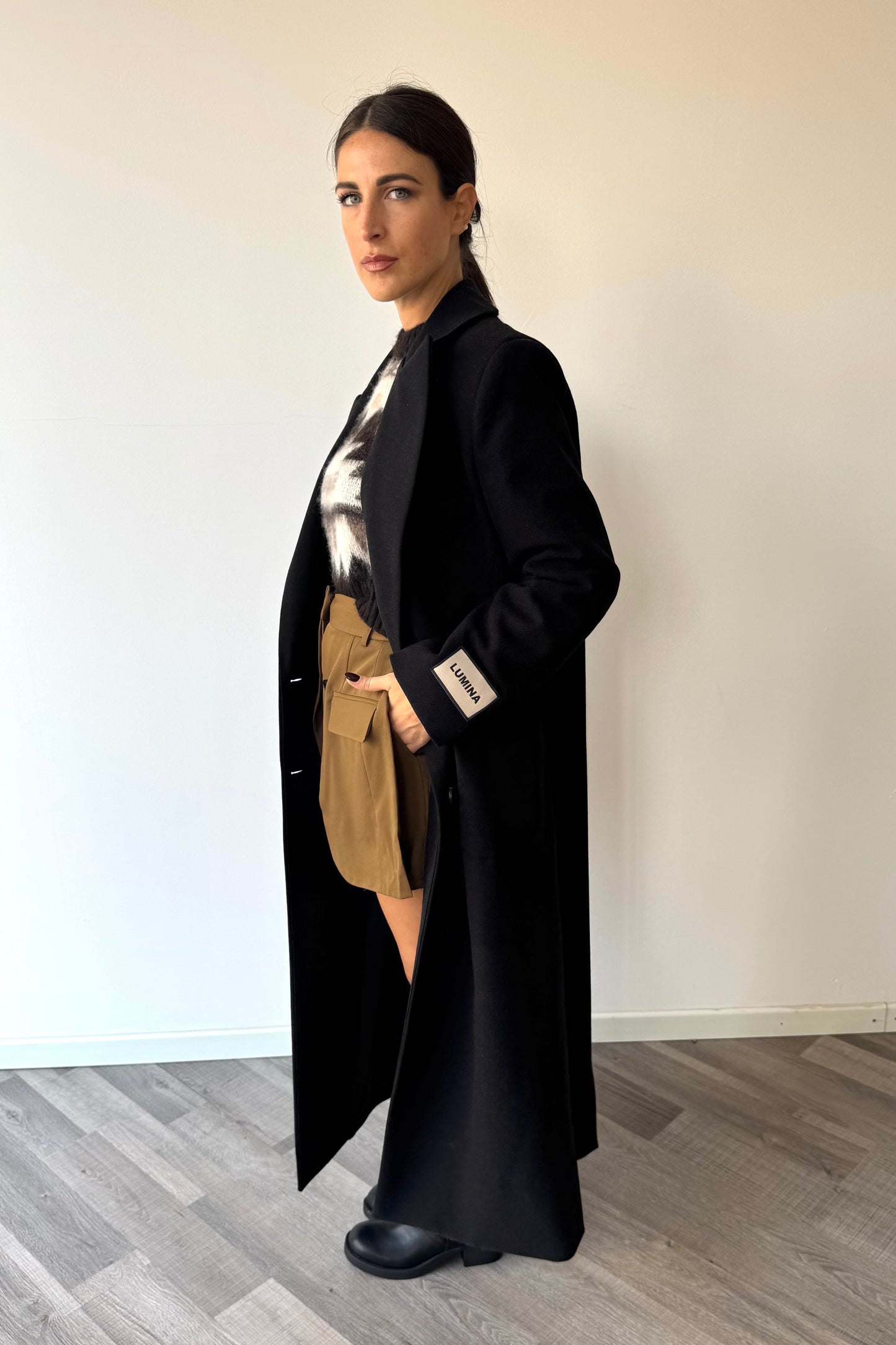 Cappotto Over in lana Nero