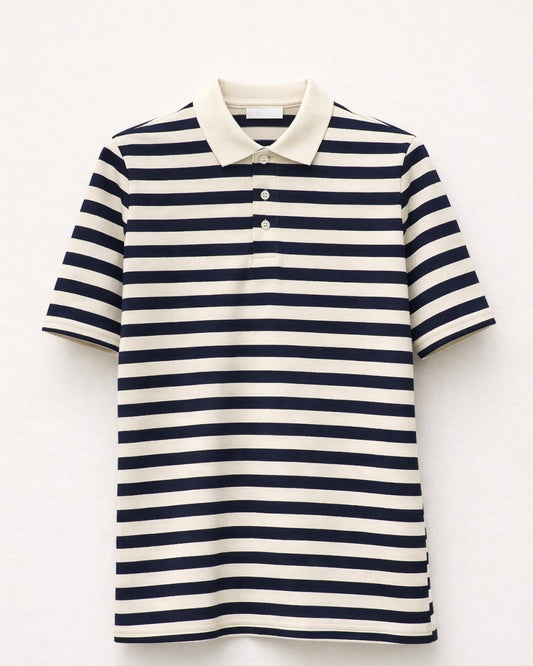 Polo cotone rigata blu