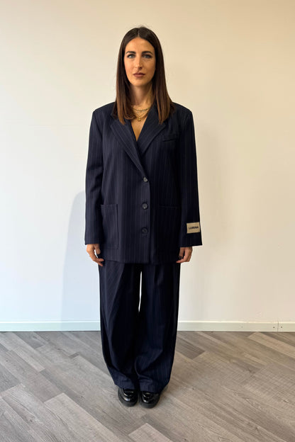 Blazer Over gessato Blu