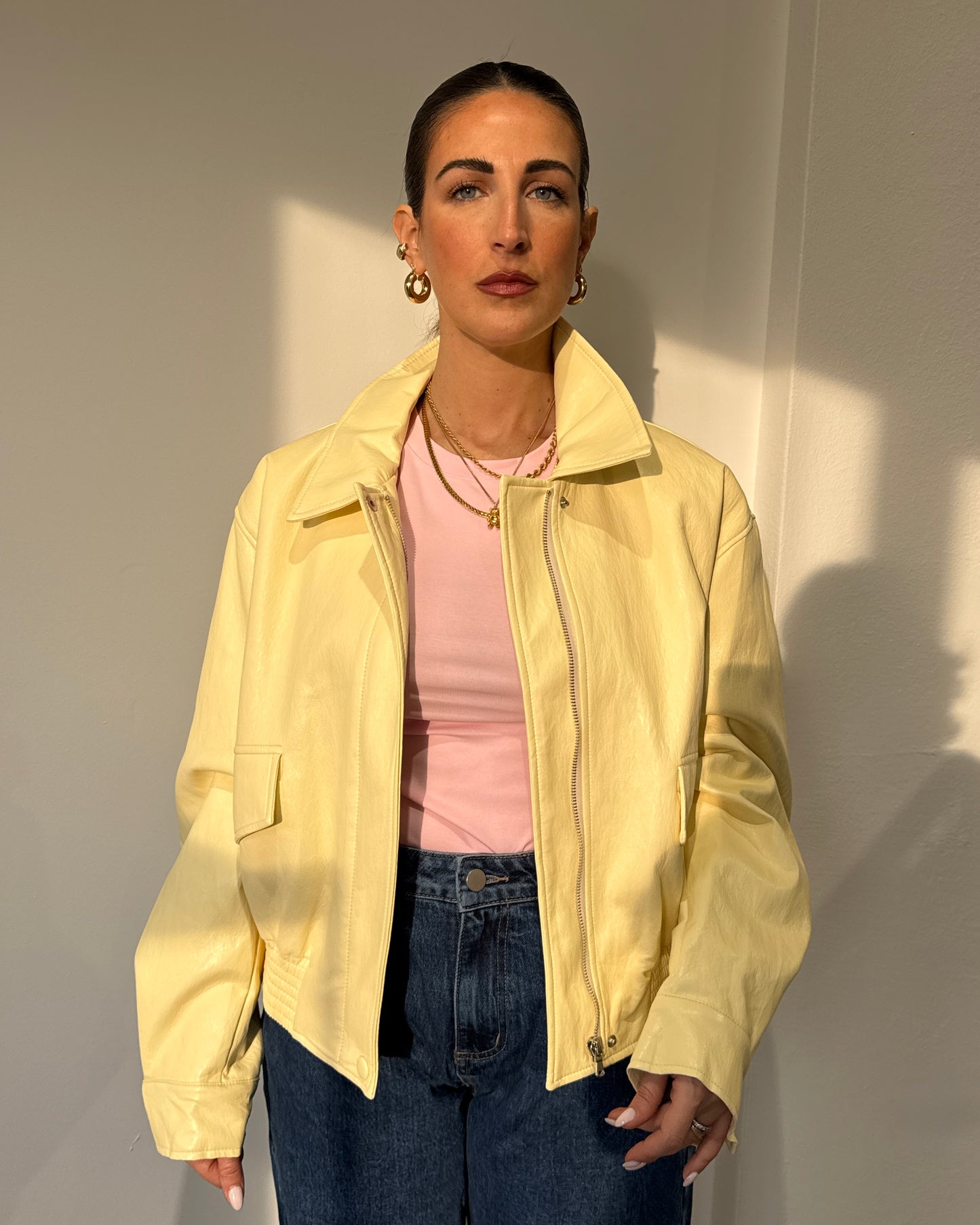 Bomber ecopelle giallo