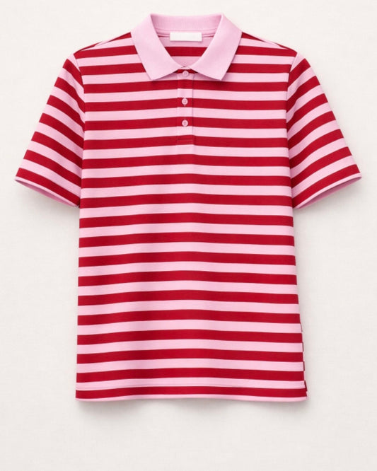 Polo cotone rigata rosa
