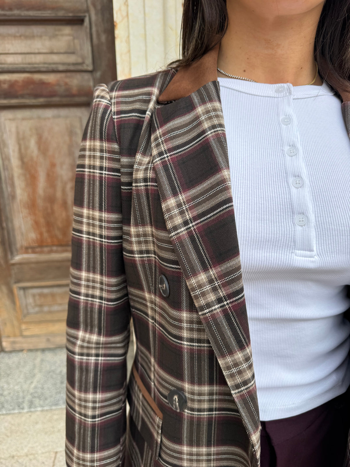 BLAZER CHEK CON COLLETTO IN SWEDE