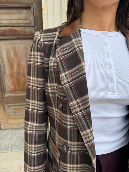 BLAZER CHEK CON COLLETTO IN SWEDE