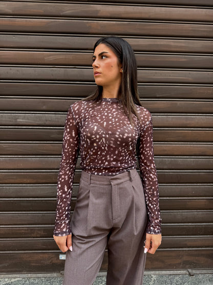 MAGLIA VELATA LEOPARD BORDEAUX