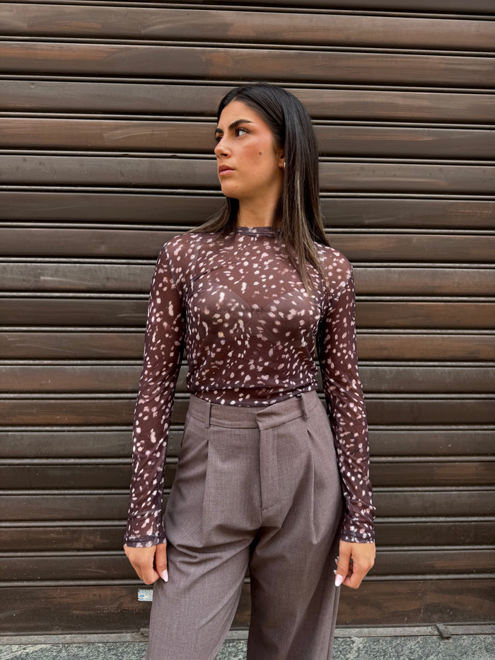 MAGLIA VELATA LEOPARD BORDEAUX