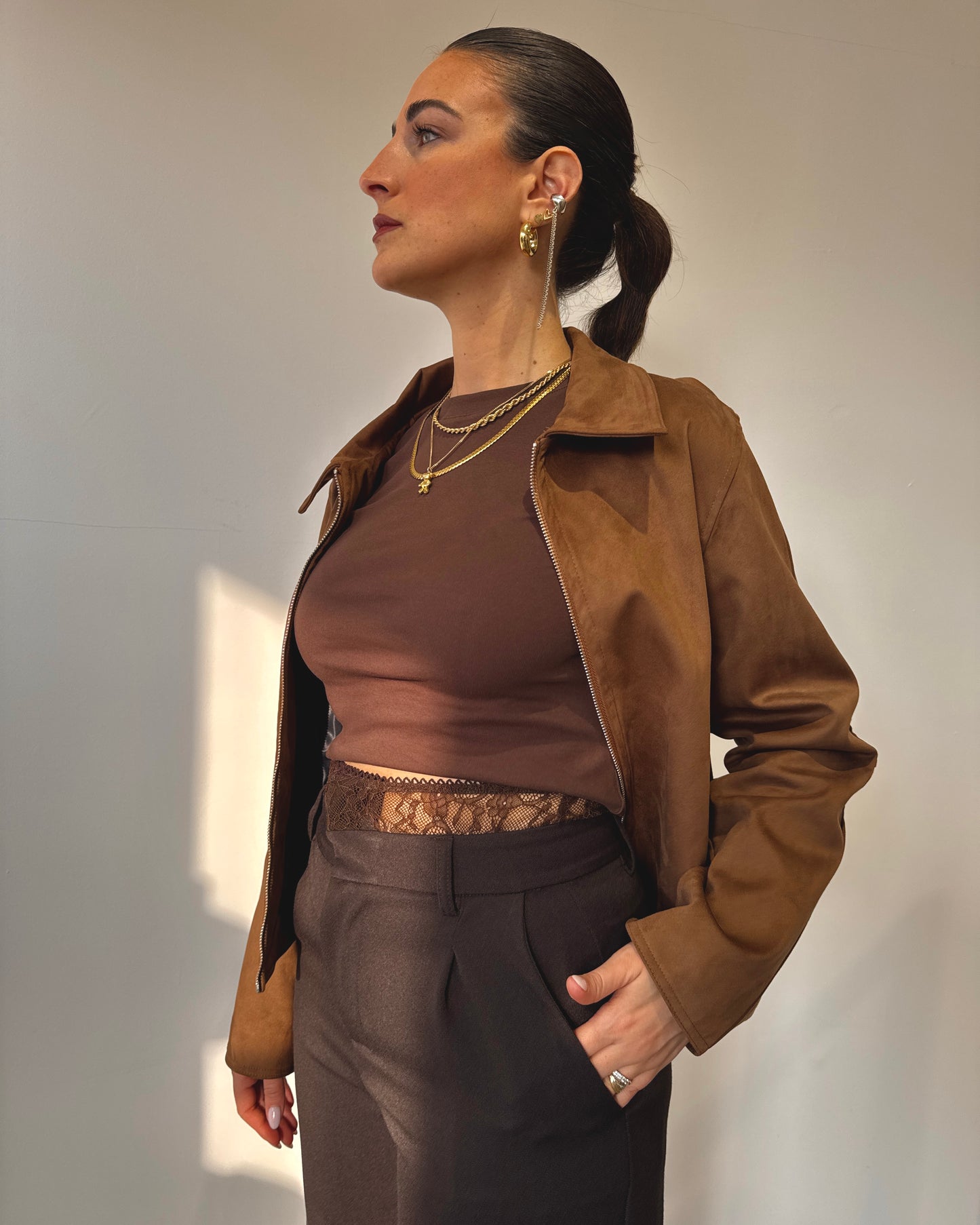 Tee cotone marrone