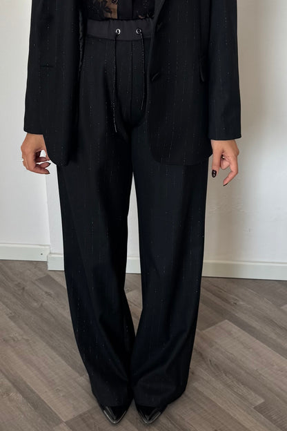 Completo Gessato Lurex Nero