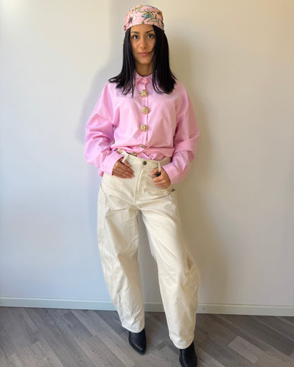 Pantalone cargo panna