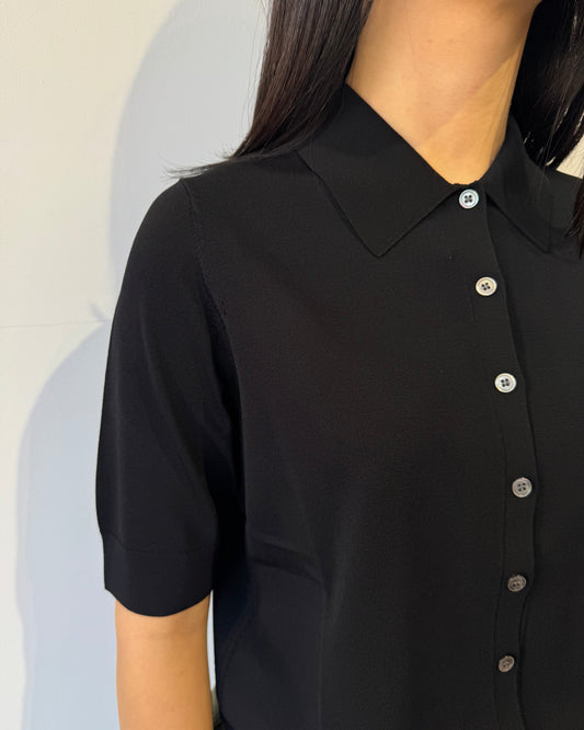 Polo bottoni viscosa nera