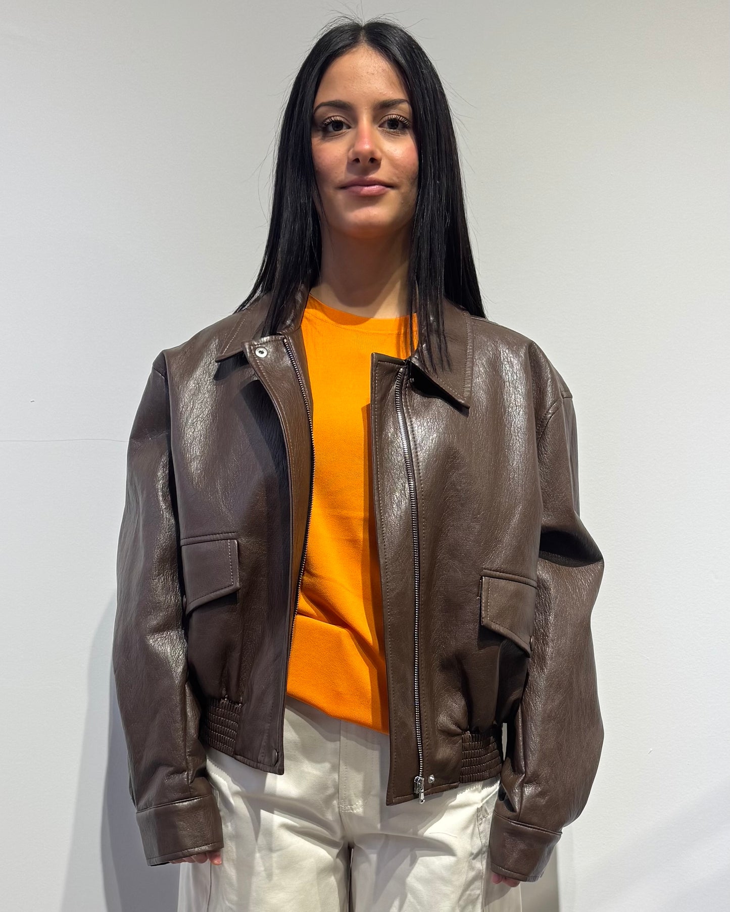 Bomber ecopelle brown