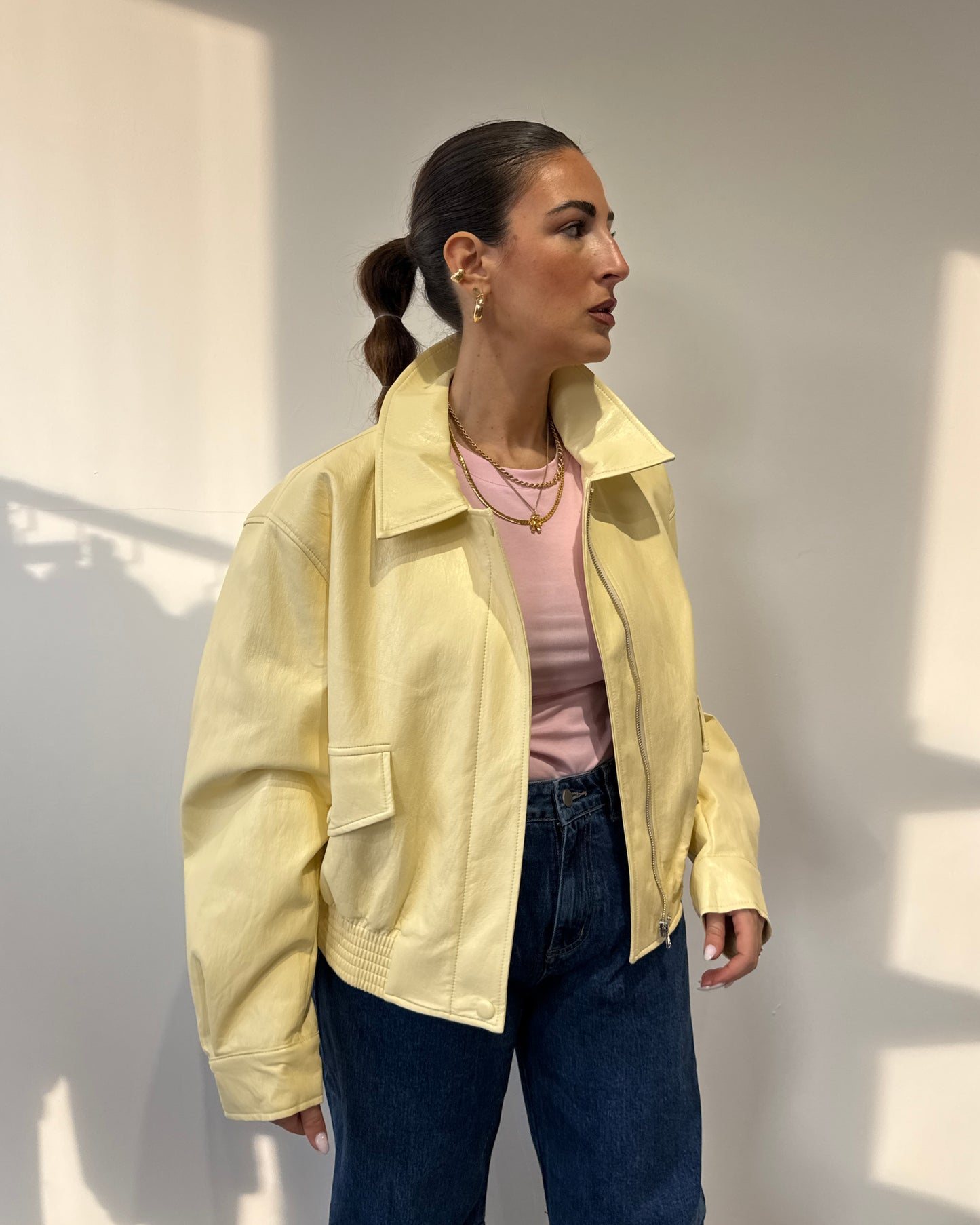 Bomber ecopelle giallo