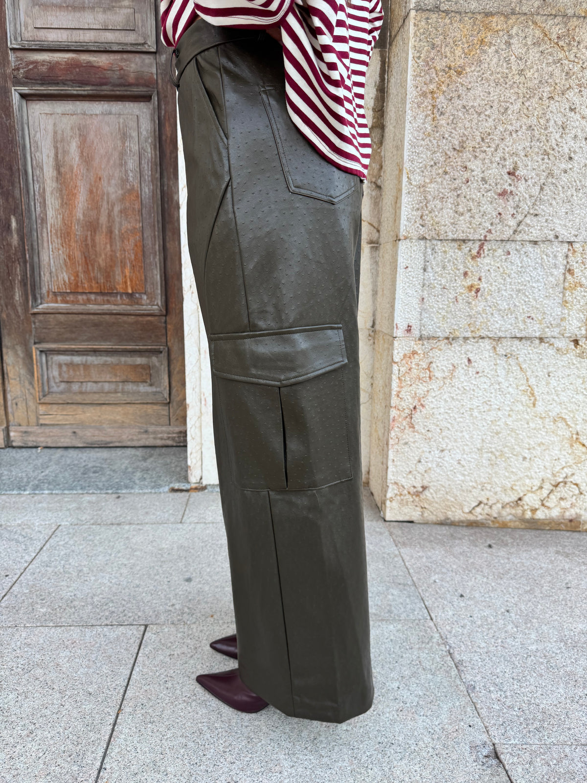 PANTALONI CARGO ECOPELLE VERDONE