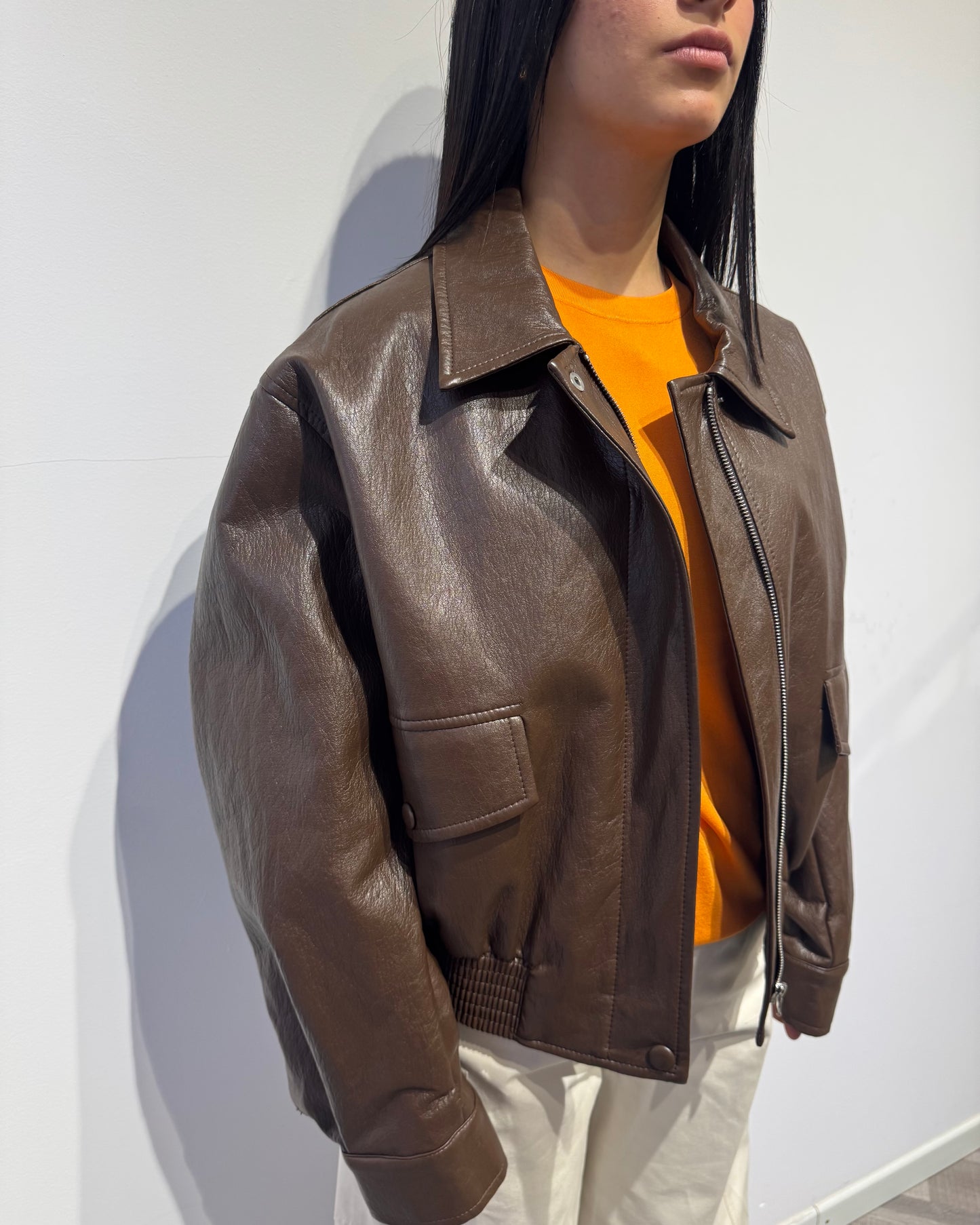 Bomber ecopelle brown