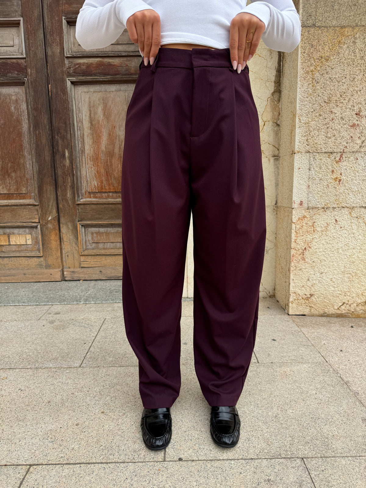 PANTALONI ELEGANT BORDEAUX