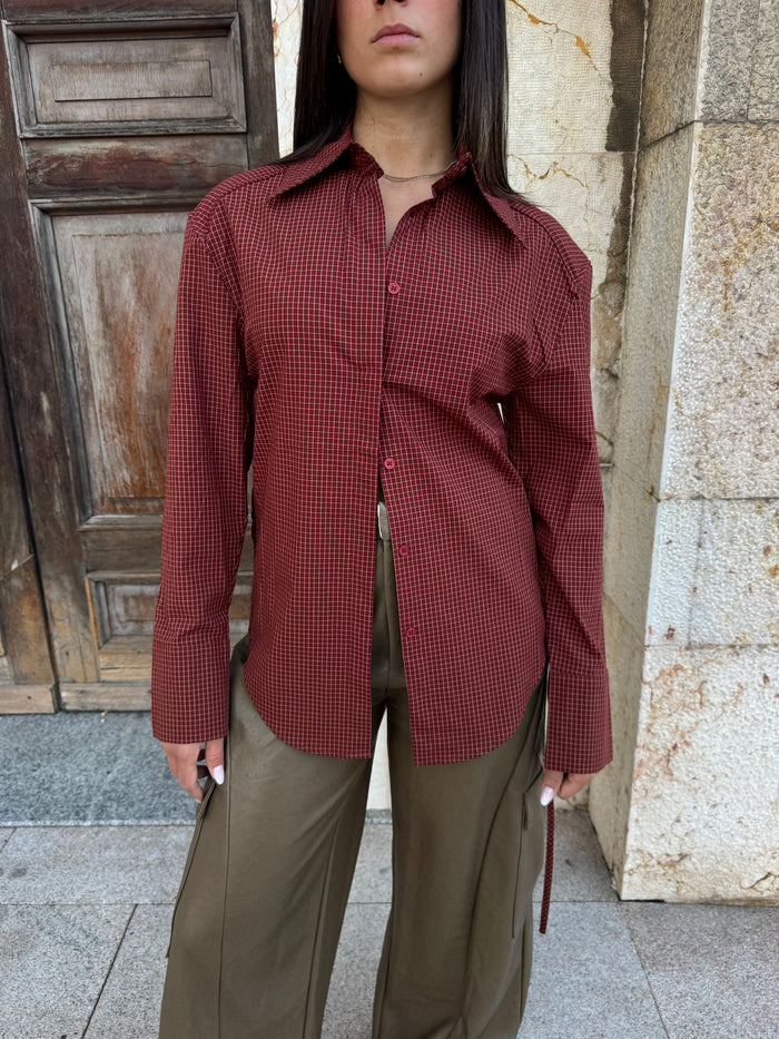 CAMICIA A QUADRI ROSSO SCURO
