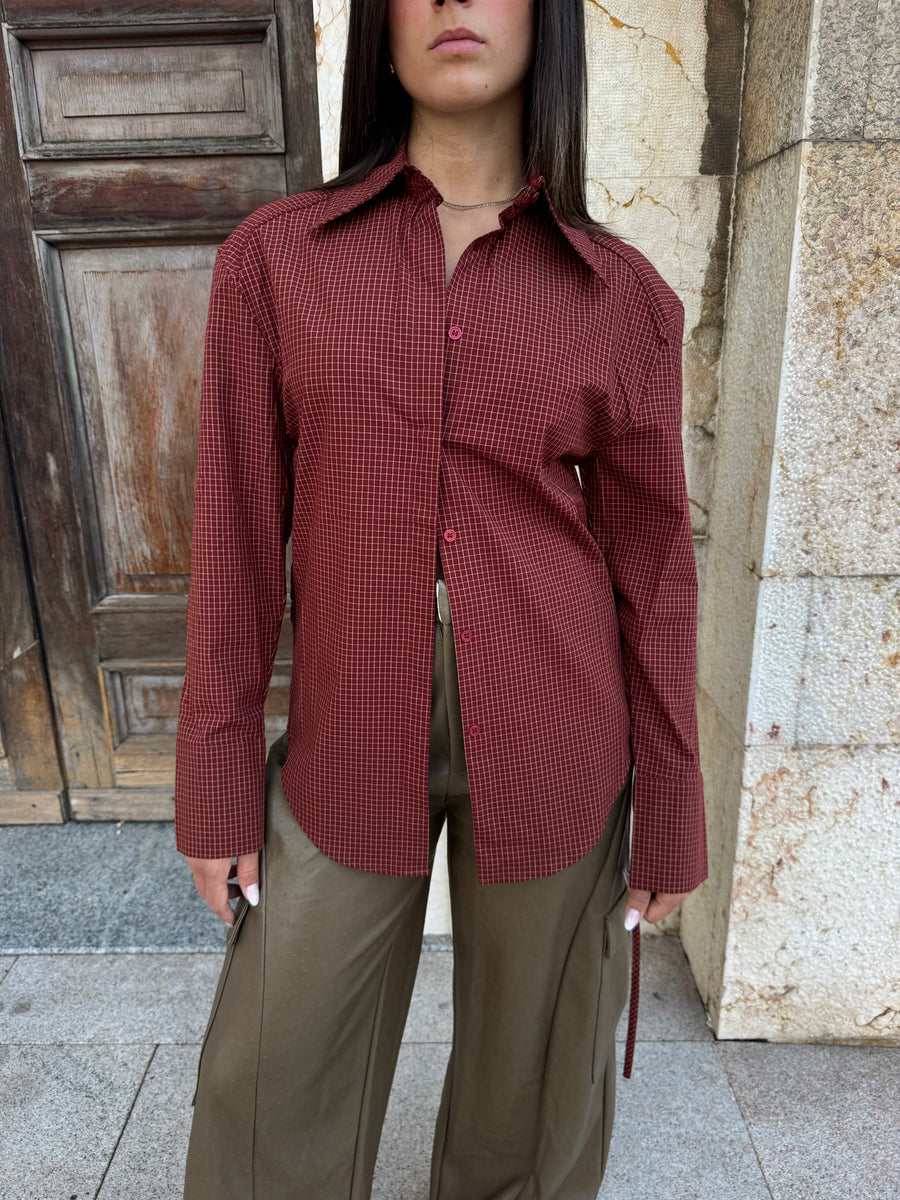 CAMICIA A QUADRI ROSSO SCURO