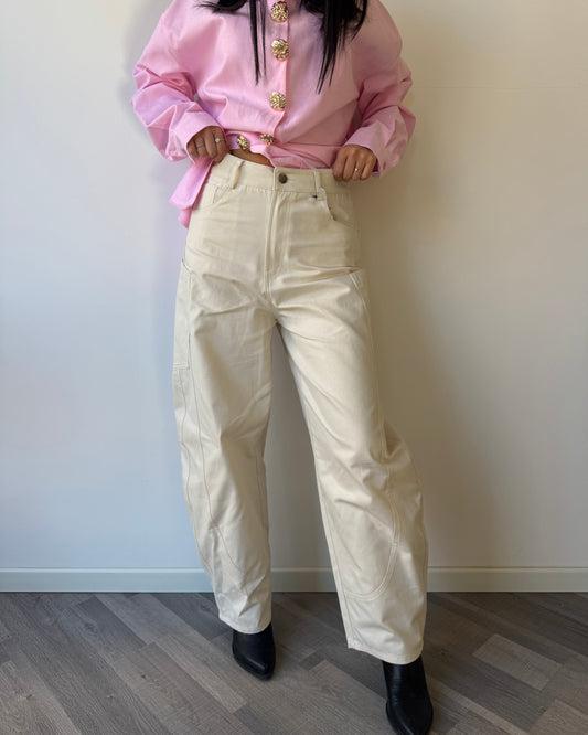 Pantalone cargo panna