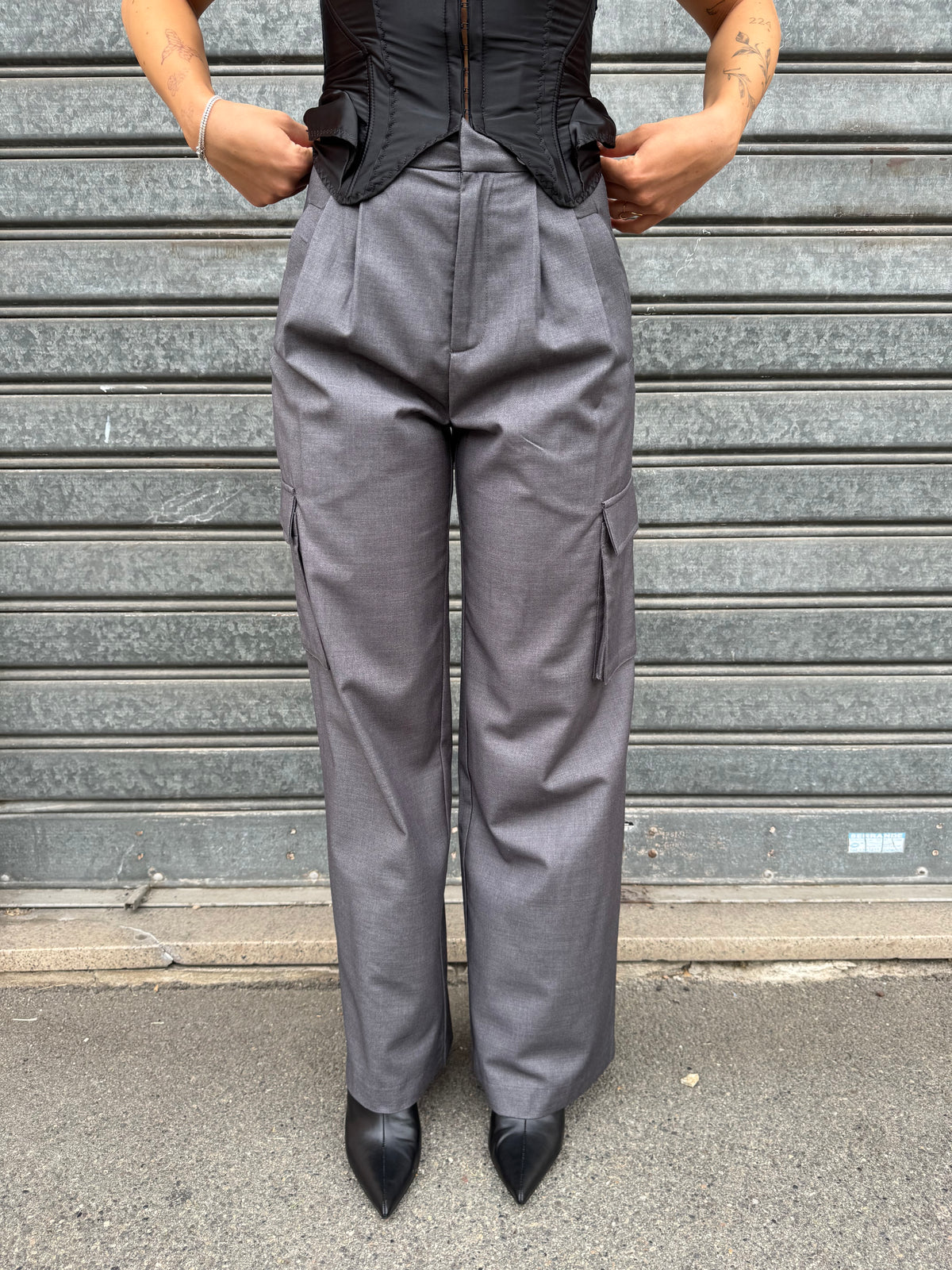 PANTALONI ELEGANT CARGO GRIGIO