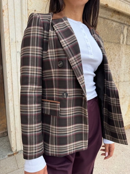 BLAZER CHEK CON COLLETTO IN SWEDE