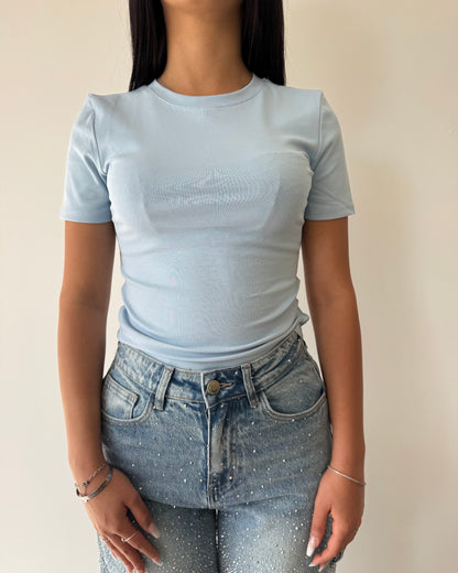 T-shirt cotone azzurra