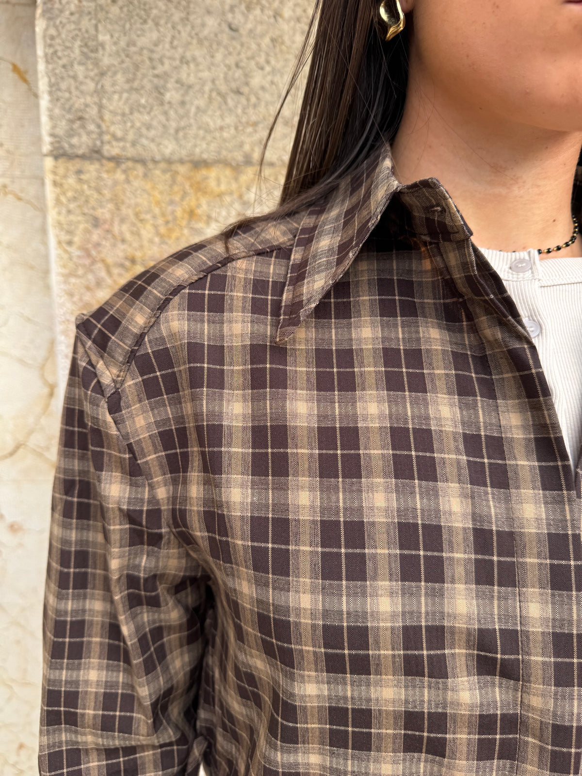 CAMICIA A QUADRI MARRONE