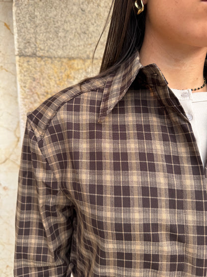CAMICIA A QUADRI MARRONE